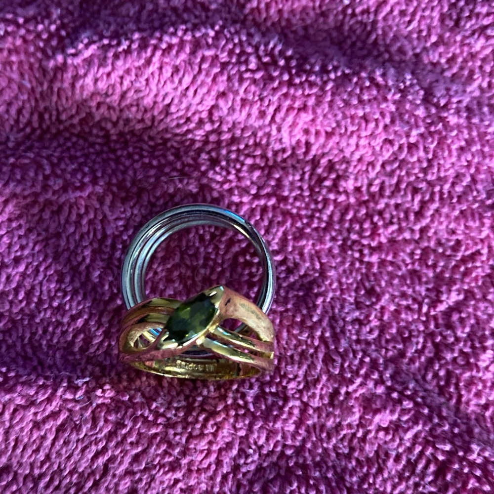 Lia Sophia Two-Tone Ring with Dark Green Accent